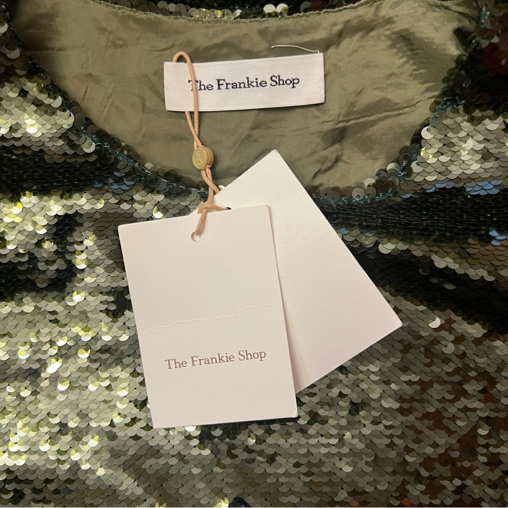 The Frankie Shop ‘Riley’ Sequins Tee Dress in Olive Green NEW NWT - Picture 7 of 13